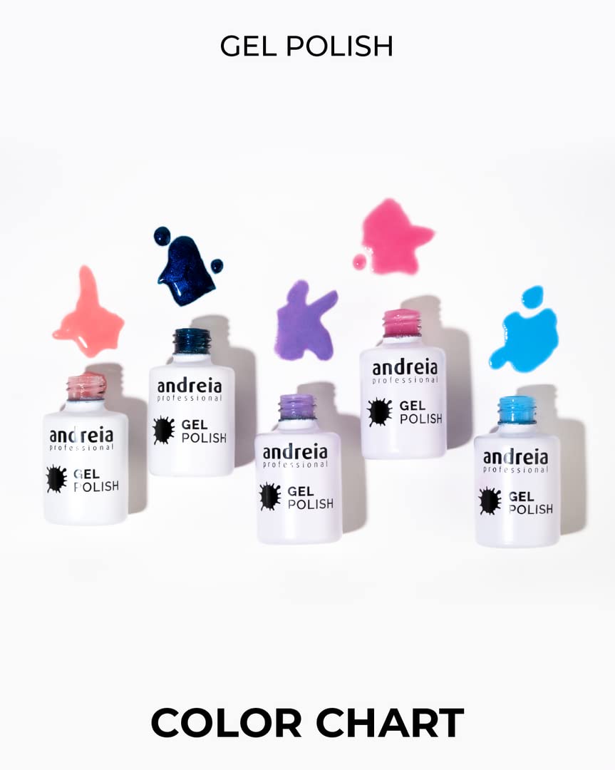Andreia Semi-Permanent UV LED Gel Nail Polish - Long Lasting 4 Weeks French Manicure with Intense Shine - Silver Glitter & Sparkly Gold Nail Varnish (Color 254, 10.5ml) - Perfect for Salon, Home Manicure, Parties & Special Occasions