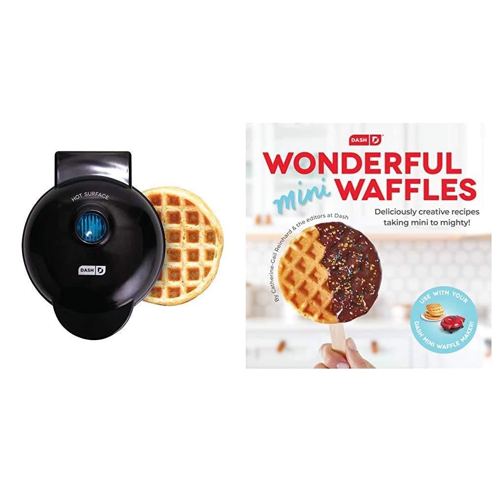 **DASH DMW001BK Mini Waffle Maker for Waffles, Hash Browns & Keto Chaffles – Includes Recipe Book – Perfect for Breakfast, Snacks & Low-Carb Diets**