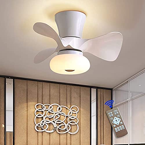 22 Inch Smart Ceiling Fan with LED Lights & Remote Control - Modern 3-Color Changing Chandelier Fan, Flush Mount Reversible Fandelier for Bedroom, Living Room, Bar & Art Deco Decor - Perfect for Home Cooling & Stylish Lighting