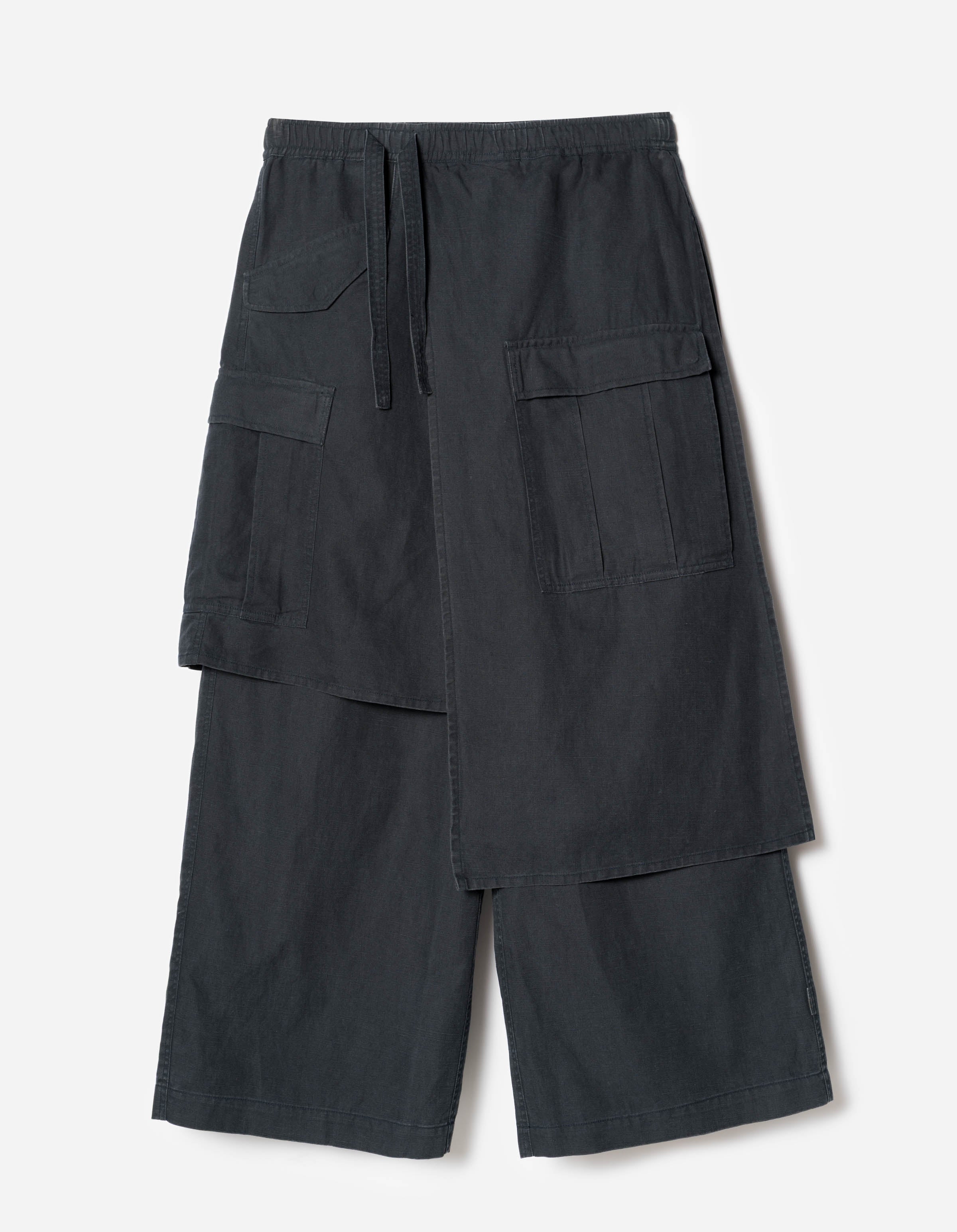 4588 Asym Cargo Hakama Pants for Men - Navy Blue Loose Fit Streetwear Joggers | Perfect for Casual Wear, Gym, and Outdoor Activities