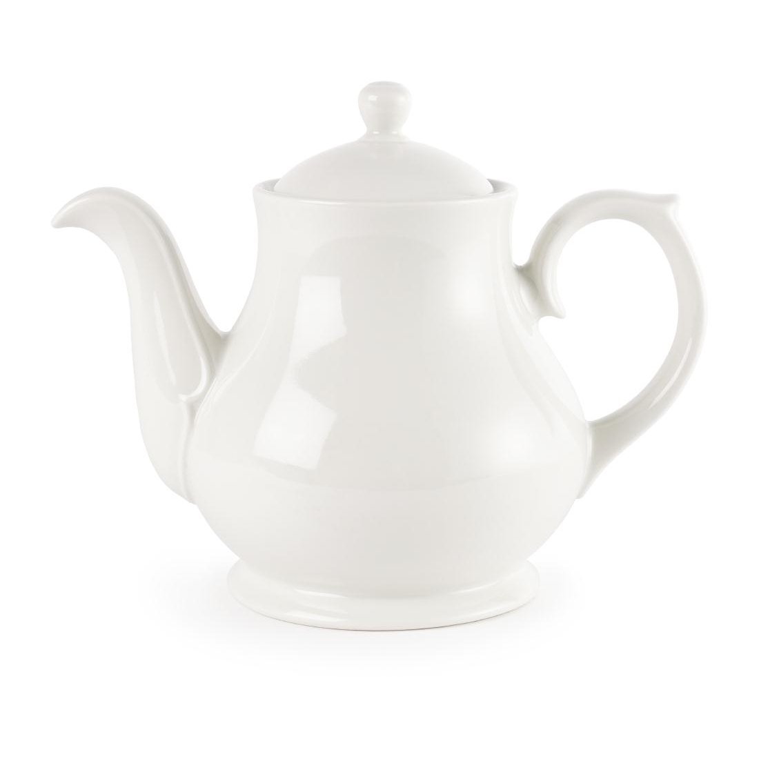 Churchill White Sandringham 30oz (85.2cl) Coffee & Tea Pot Set - Pack of 4 | Elegant Porcelain Teapot for Home, Hotel & Restaurant Use | Perfect for Afternoon Tea, Coffee Service & Hospitality Settings