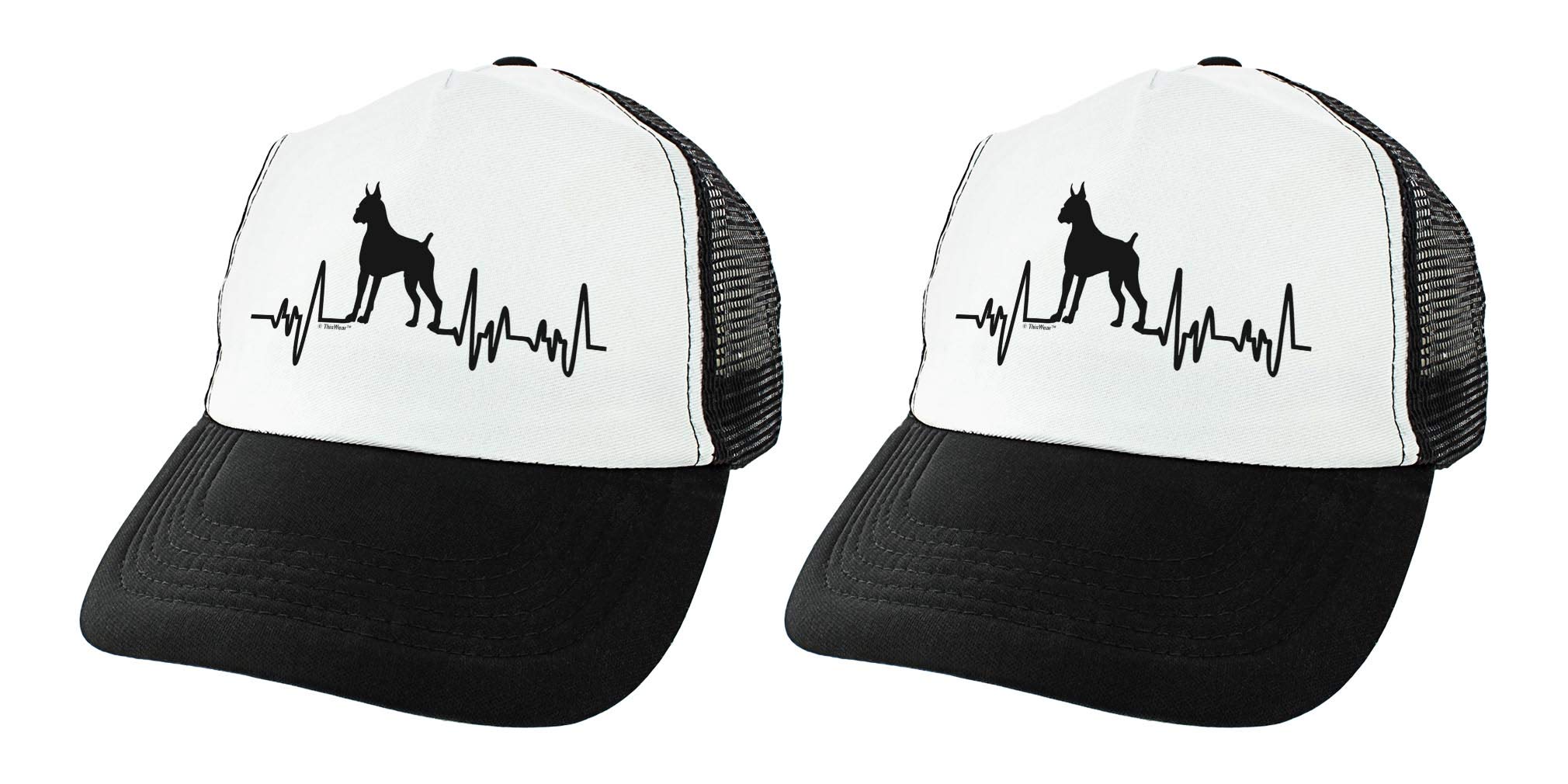 Boxer Dog Lover Gift - EKG Heartbeat Silhouette Trucker Hat for Boxer Owners | Perfect for Dog Walks, Pet Events & Casual Outings