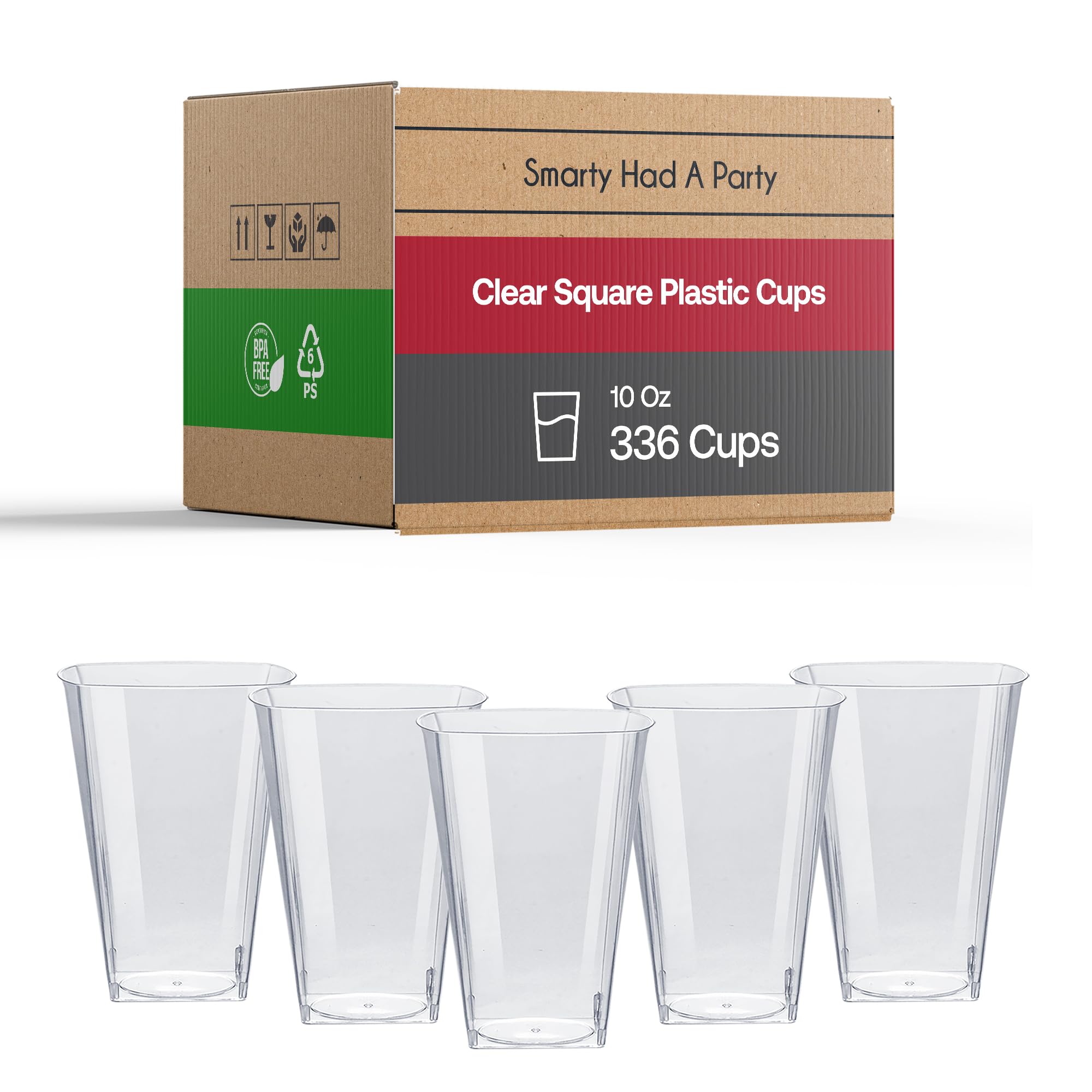Smarty Had A Party 10 oz Clear Plastic Cups - Pack of 336 Disposable Tumblers for Smoothies, Cocktails, Iced Coffee & Parties | Elegant Drinkware for Weddings, BBQs, Office Events & Everyday Use