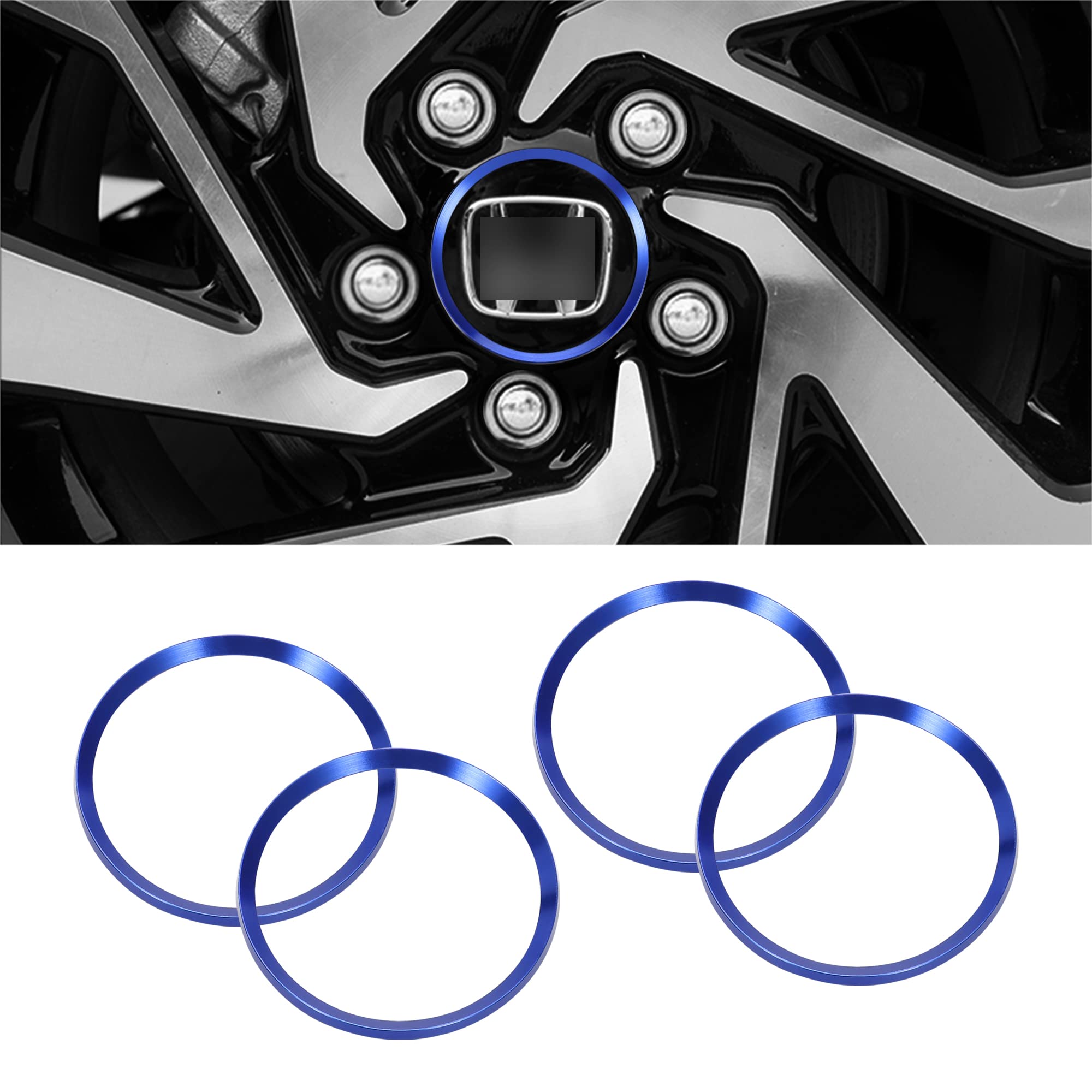 4pcs Aluminum Alloy Wheel Center Caps for Honda Accord Civic CRV CR-V 2016-2021 - Blue Hub Rings Cover Decoration Accessories | Durable & Stylish Upgrade for Car Wheels | Perfect for Daily Commute & Road Trips