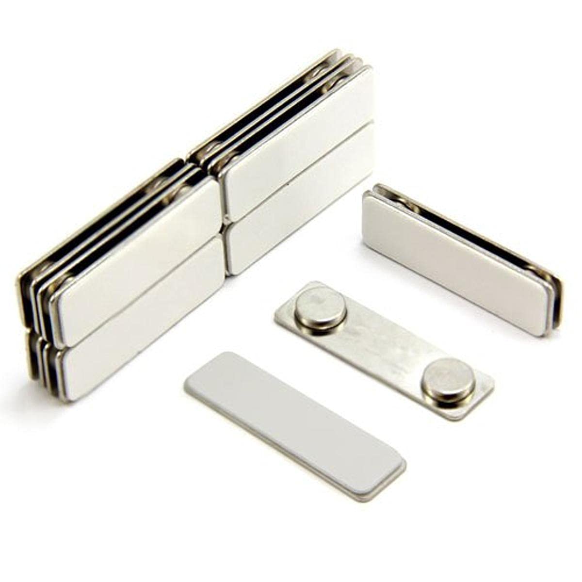 Magnetic Name Badge with Self Adhesive Back - 45mm x 13mm Metal Badge Holder (Pack of 10) - Perfect for Conferences, Corporate Events & Hospitality Staff