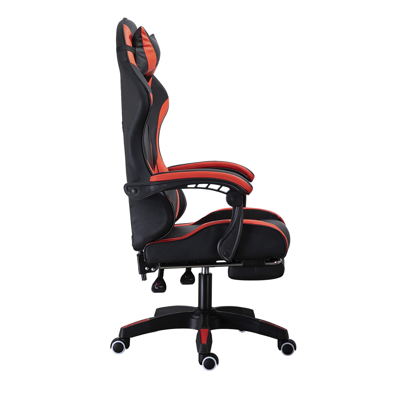 Racing-Style Ergonomic High-Back Gaming Chair with Adjustable Height, Headrest & Lumbar Support - Electronic Sports Swivel Office Chair with Foot Pedals (Red & Black) - Perfect for Esports, Streaming & Long Work Sessions