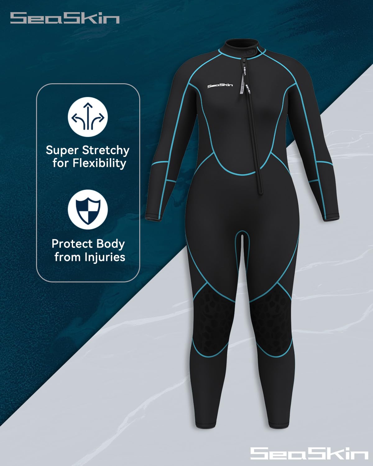 Seaskin 3mm Plus Size Full Wetsuit for Men & Women - Scuba Diving, Surfing, Snorkeling & Water Sports