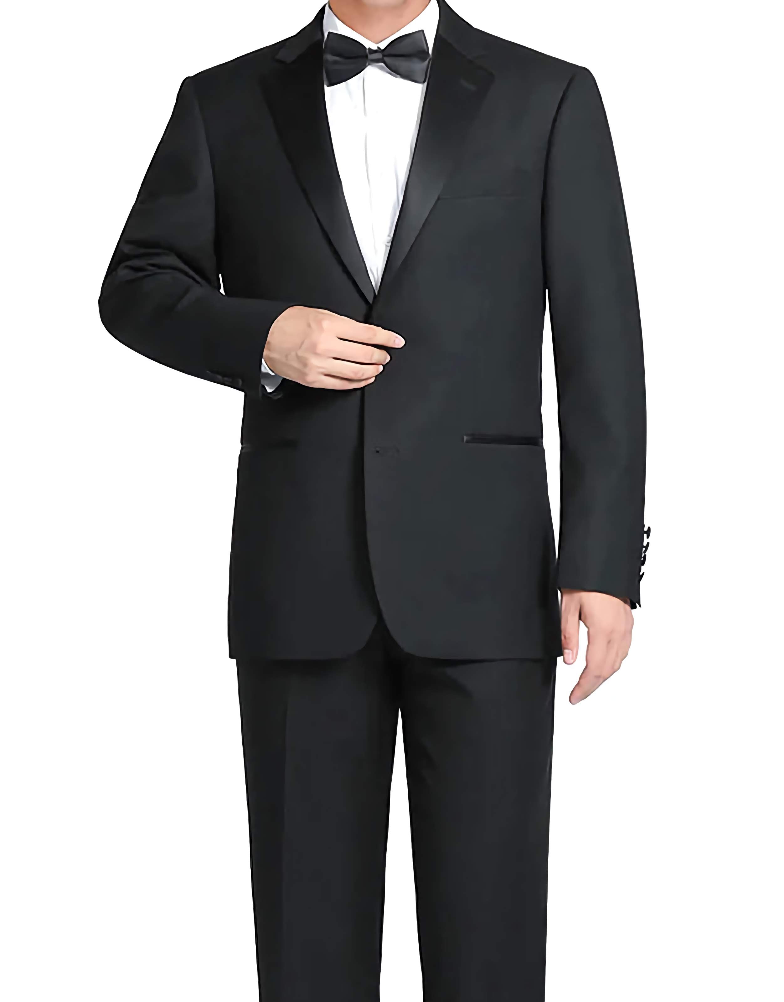 Classic Black 100% Wool Tuxedo Suit for Men - Slim Fit Formal Wear for Weddings, Prom & Business Events