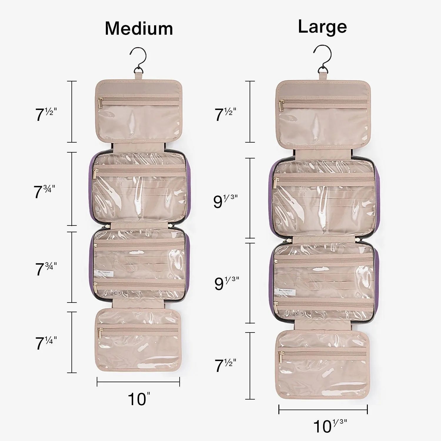 Bonchemin Purple Space Saver Toiletry Bag - Compact Travel Organizer for Bathroom Essentials | Perfect for Travel, Camping & Gym
