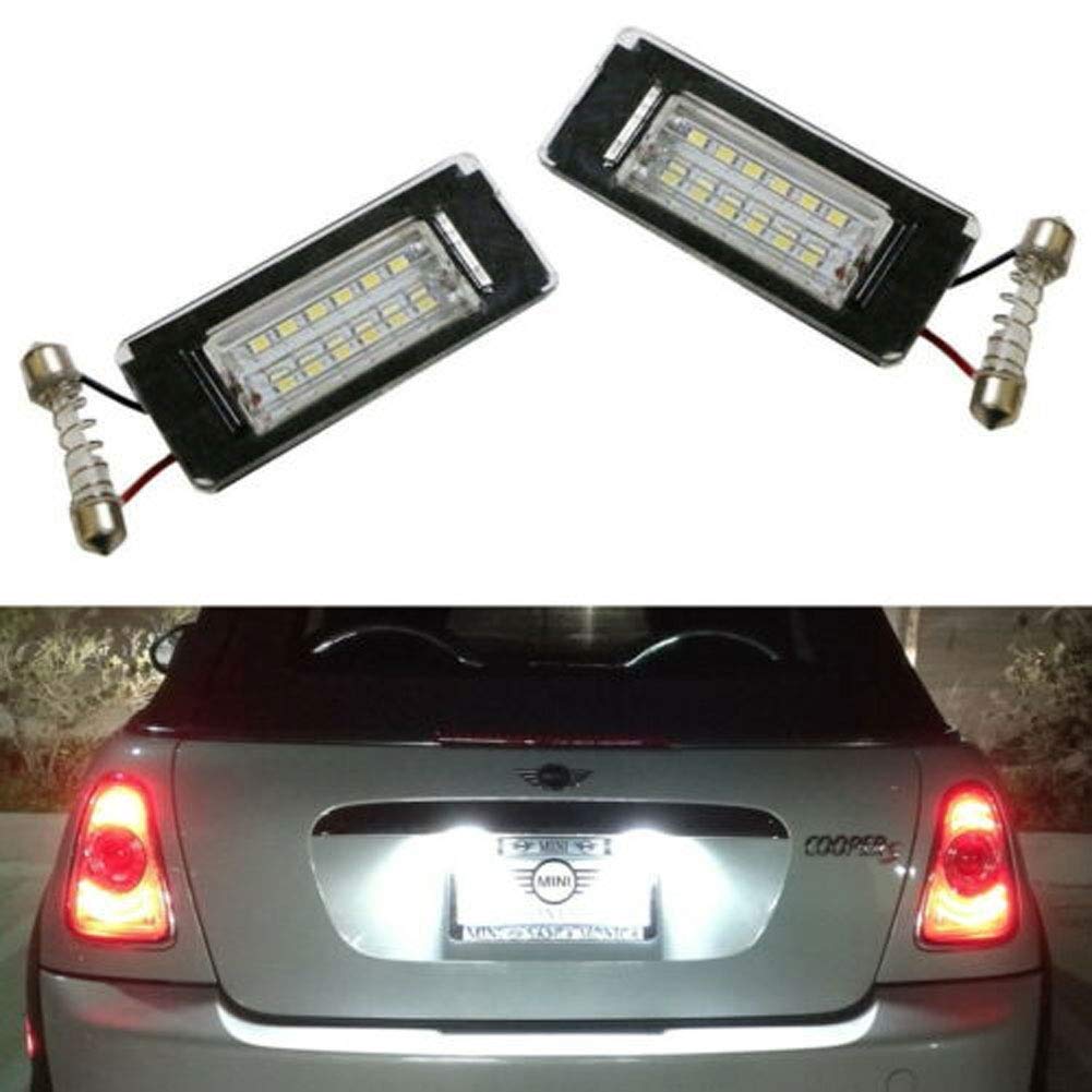 2PCS High Power LED License Plate Lights - Error Free 3528 SMD Bulbs for MINI Cooper R56 - Perfect for Night Driving & Enhanced Visibility