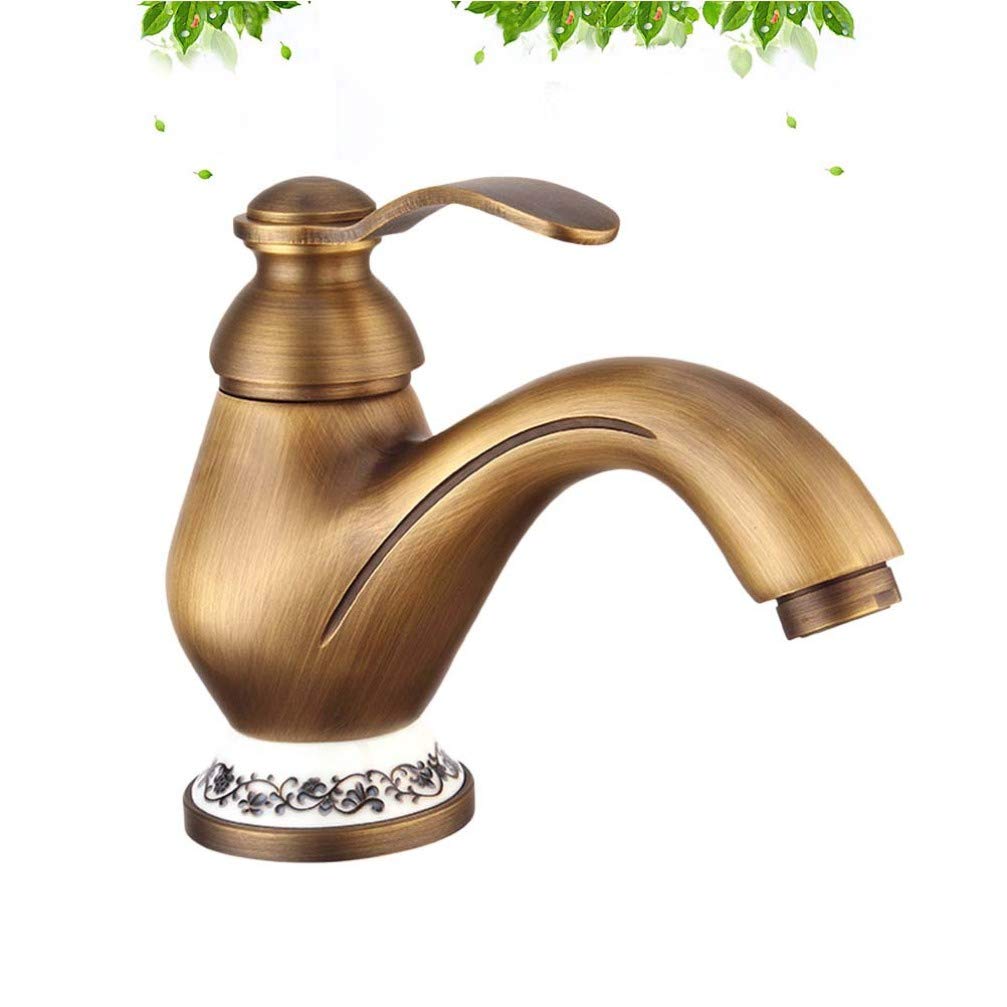 Vintage European Style Pure Copper Sink Faucet - Antique Brass Kitchen & Bathroom Faucet for Home Use | Perfect for Farmhouse, Rustic Decor & Luxury Bathroom Renovation
