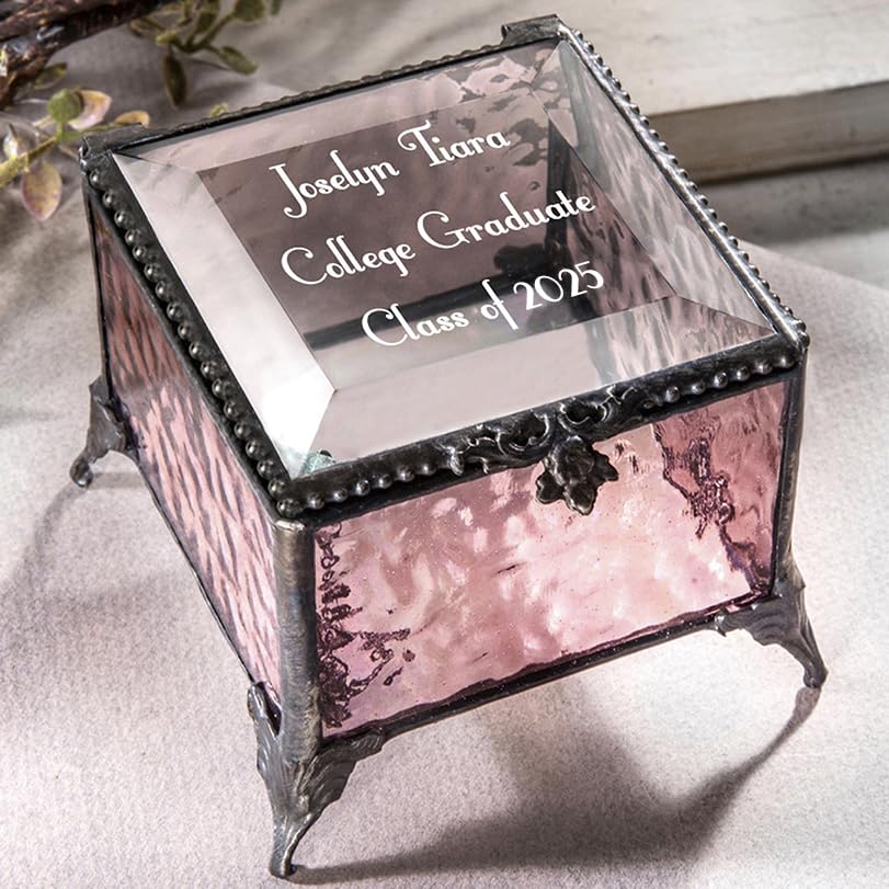 Engraved Glass Jewelry Box - Graduation Gift for Her, Class of 2025 | Perfect for Daughter, Granddaughter & Friends
