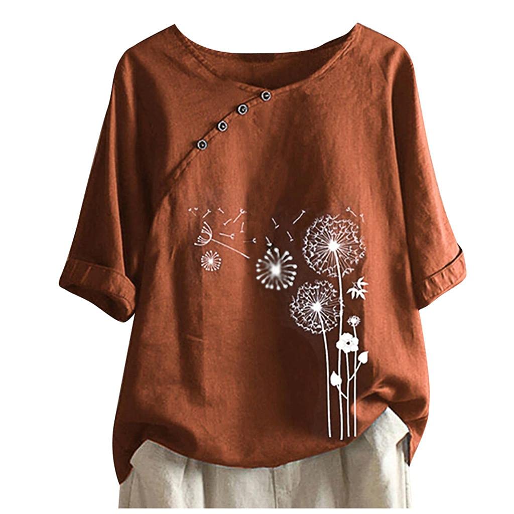 Women's Plus Size Summer Tops - Short Sleeve Floral Print Button Down Blouse & Casual Tunic Shirt | Perfect for Beach Outings, Office Wear & Everyday Comfort