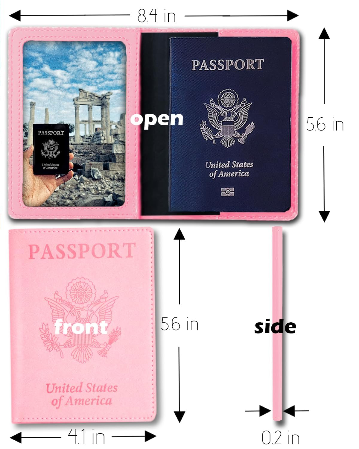 Premium Genuine Leather Passport Holder for Women & Men - RFID Blocking Travel Wallet - Cruise Ship Essentials & International Travel Must Have Accessories - Perfect Travel Gift (Pink) | Ideal for Airports, Business Trips & Vacation Security