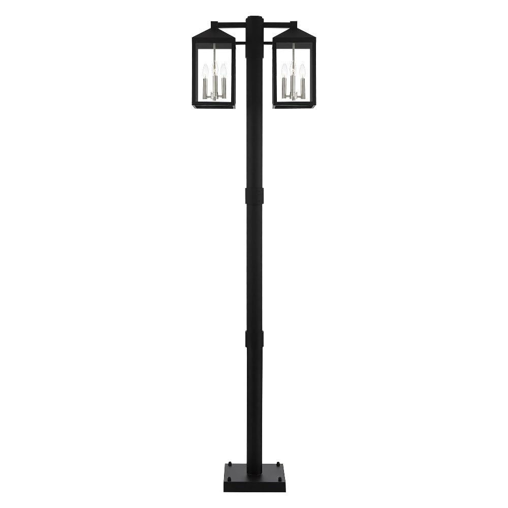 Livex Lighting 6-Light Black Outdoor Post Light - Durable Weatherproof Exterior Lighting for Patio, Garden, Pathway, and Porch