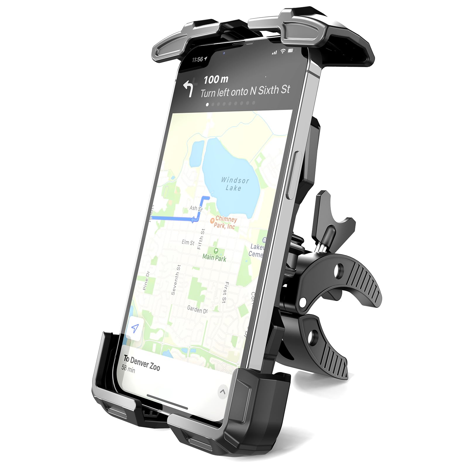 Premium Golf Cart Phone Holder - No Shake Bike & Motorcycle Phone Mount for Handlebars, One-Handed Operation (Black, Medium) - Perfect for Golfing, Cycling, Motorcycling & Outdoor Adventures