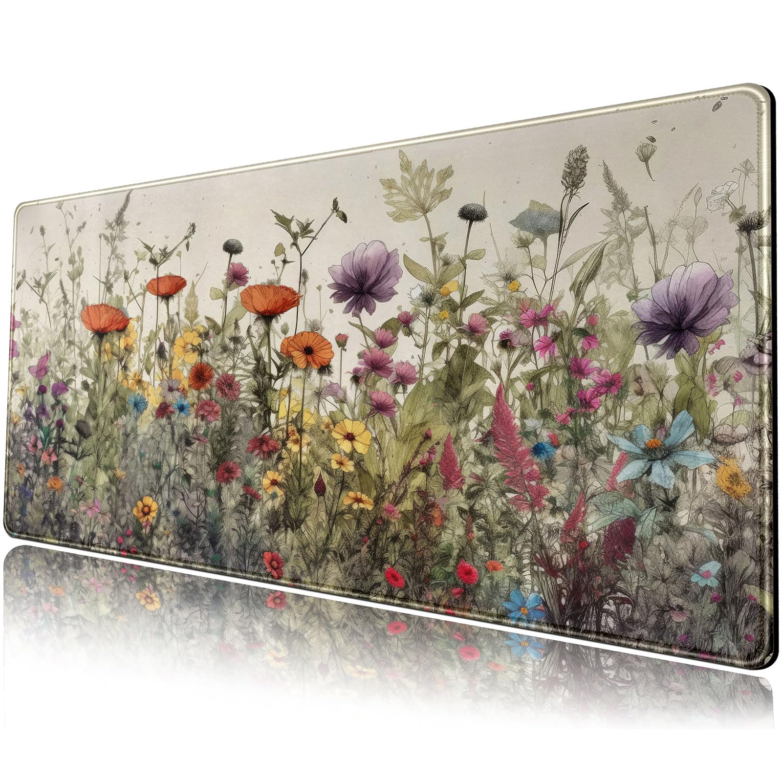 Vintage Floral Watercolor Desk Mat - Extra Large 31.5
