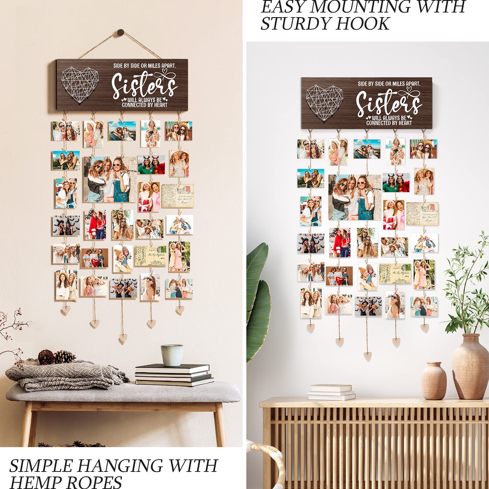 Best Sister Gifts - Personalized Sister Picture Frame & Christmas Card Holder - Unique Birthday Gifts for Sister from Brother, Sister-in-Law or Best Friend - Perfect for Home Decor, Bedroom Wall Display & Soul Sister Keepsakes