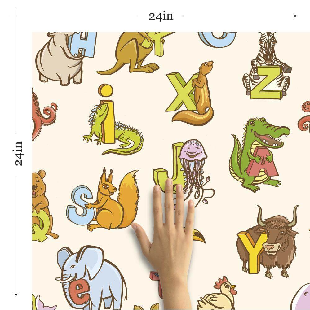 Eco-Friendly Green & Brown Educational Peel and Stick Wallpaper for Kids - Removable Nursery Decor for Bedroom, Classroom & Playroom Learning Spaces