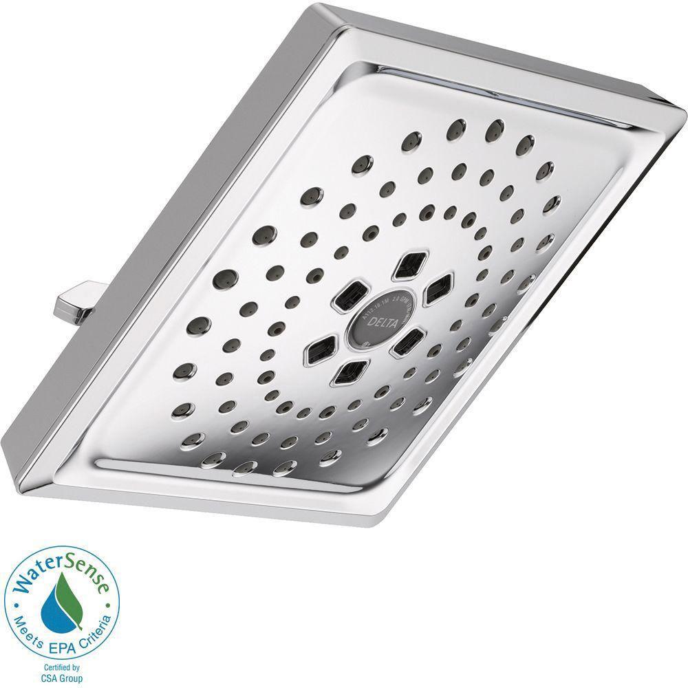 Delta H2OKinetic 7-5/8 Inch Square Raincan Showerhead with 3-Spray Chrome Finish (Model 667539) - Perfect for Modern Bathrooms & Spa-Like Shower Experience