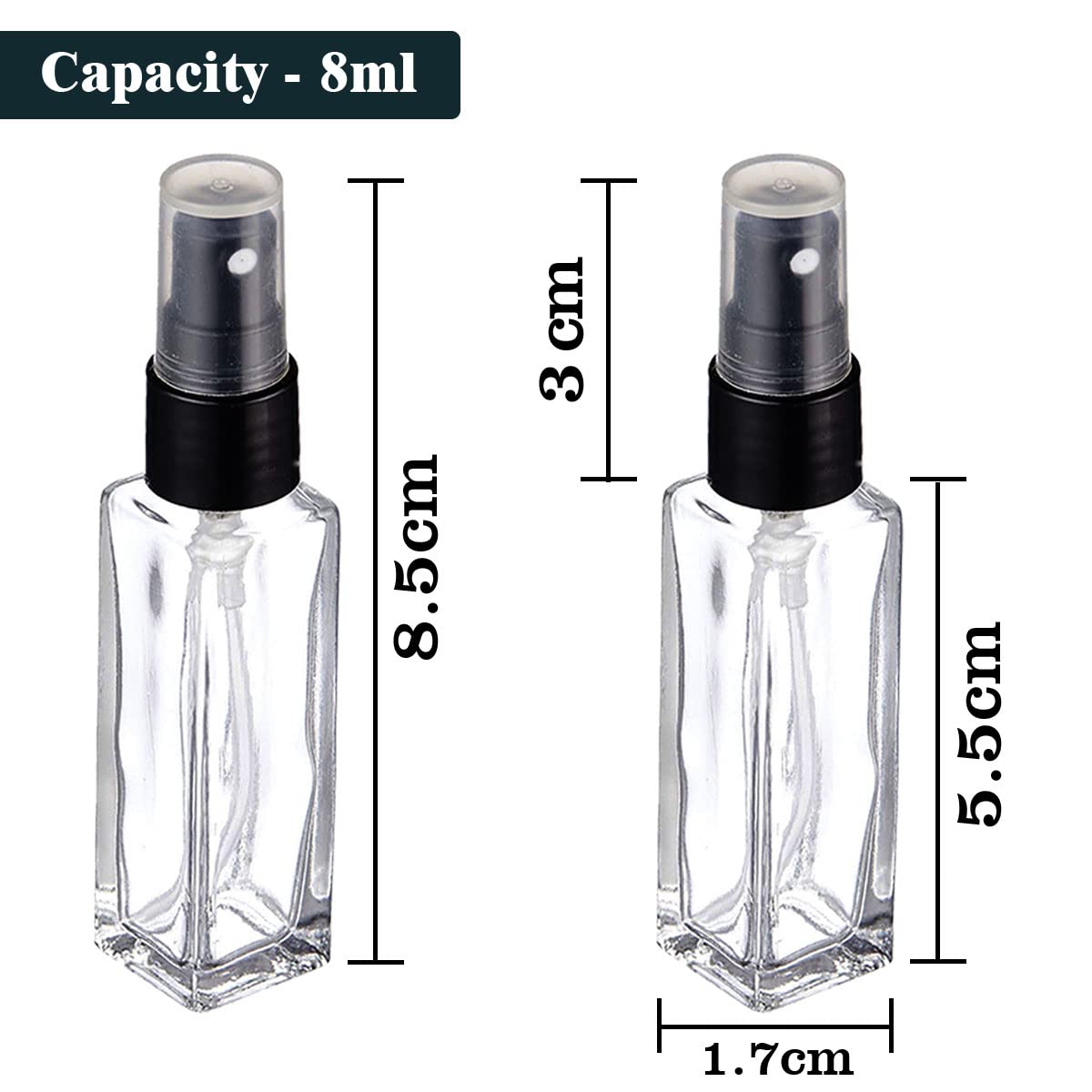 Refillable Clear Glass Perfume Bottles with Spray Pump - 8ml (3 Pack) for Essential Oils, Aromatic Water & Fragrance Blends | Perfect for Travel, Home & DIY Perfume Making