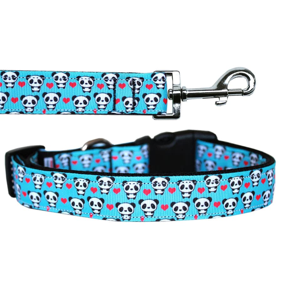 Premium Panda Print Dog Collar and Leash Set - Adjustable, Durable Pet Walking Accessories for Small, Medium, Large Dogs - Perfect for Daily Walks, Training, and Outdoor Adventures