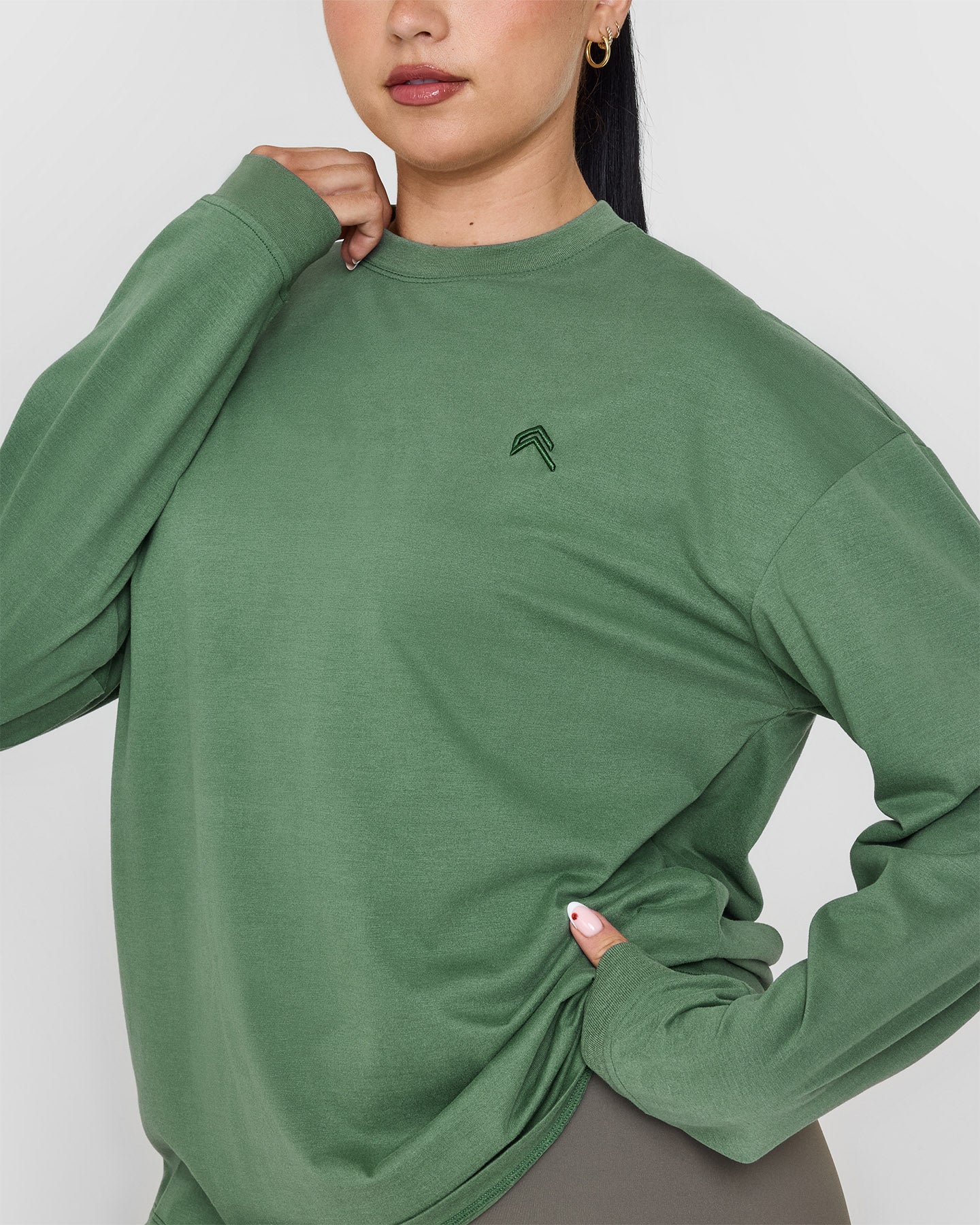 Classic Oversized Lightweight Long Sleeve T-Shirt for Women - Soft Washed Forest Green Cotton Top | Casual Wear, Layering, Fall Outfits