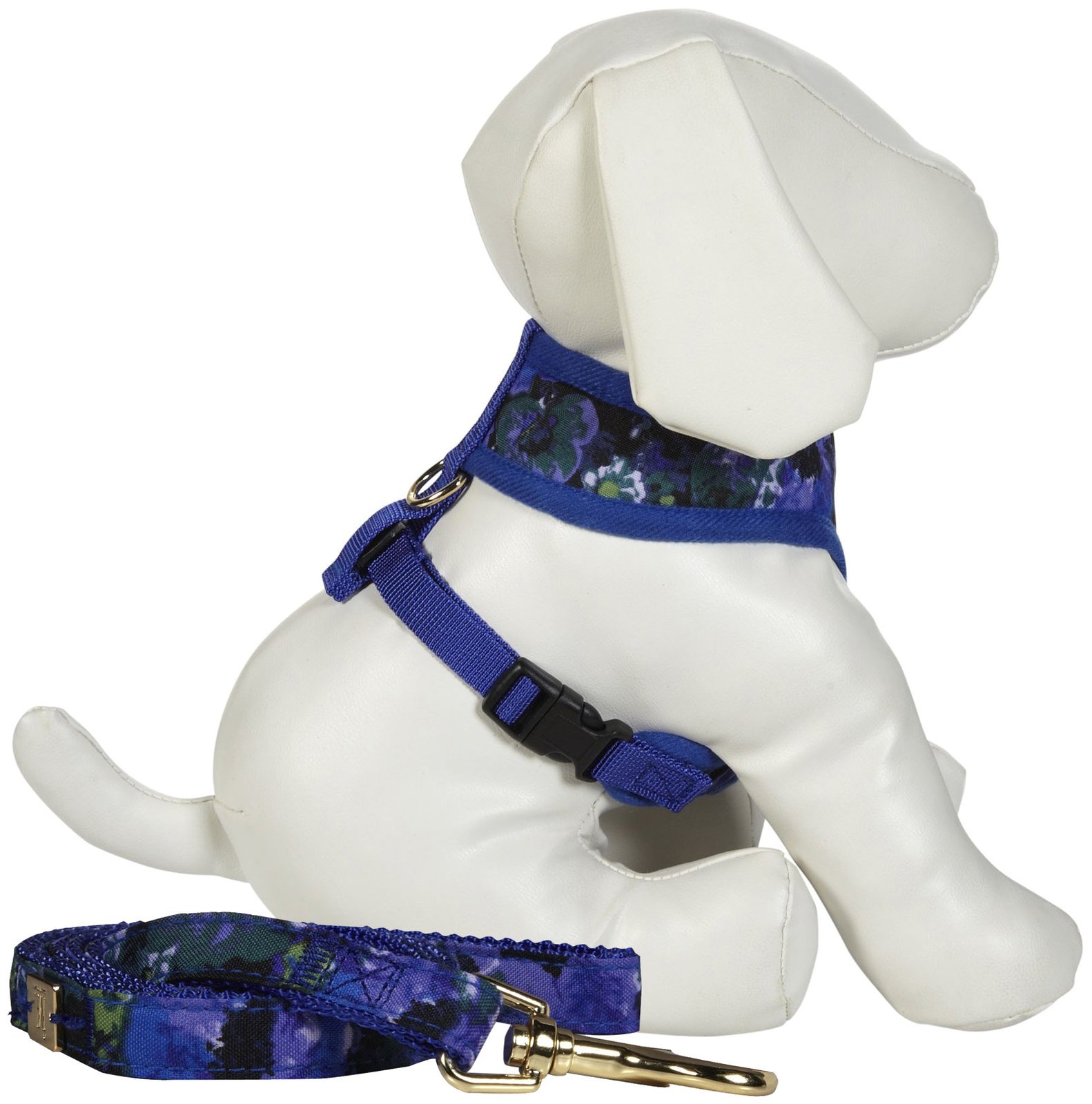 Floral Dot Pattern Small Dog Harness - Adjustable Blue Pet Vest for Walking & Training | Perfect for Small Breeds, Daily Walks & Outdoor Adventures