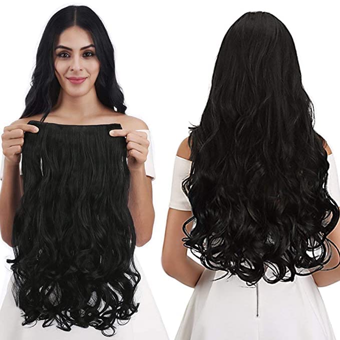 Mane Attraction Women's Natural Black Curly/Wavy Hair Extensions & Wigs | Premium Human Hair for Styling & Volume | Perfect for Daily Wear, Parties & Special Occasions