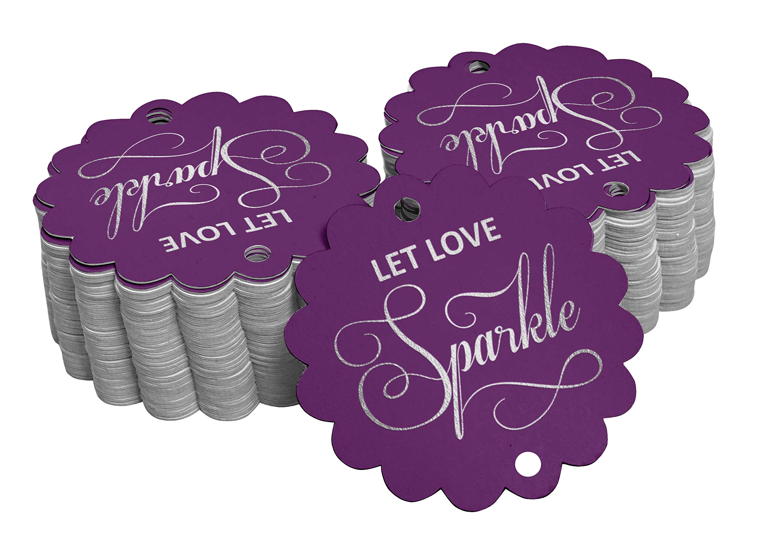 100pcs Let Love Sparkle Wedding Favor Tags - Silver Foil Hanging Tags for DIY Crafts, Bridal Shower, Anniversary & Party Decorations - Perfect for Gift Wrapping, Scrapbooking & Event Favors