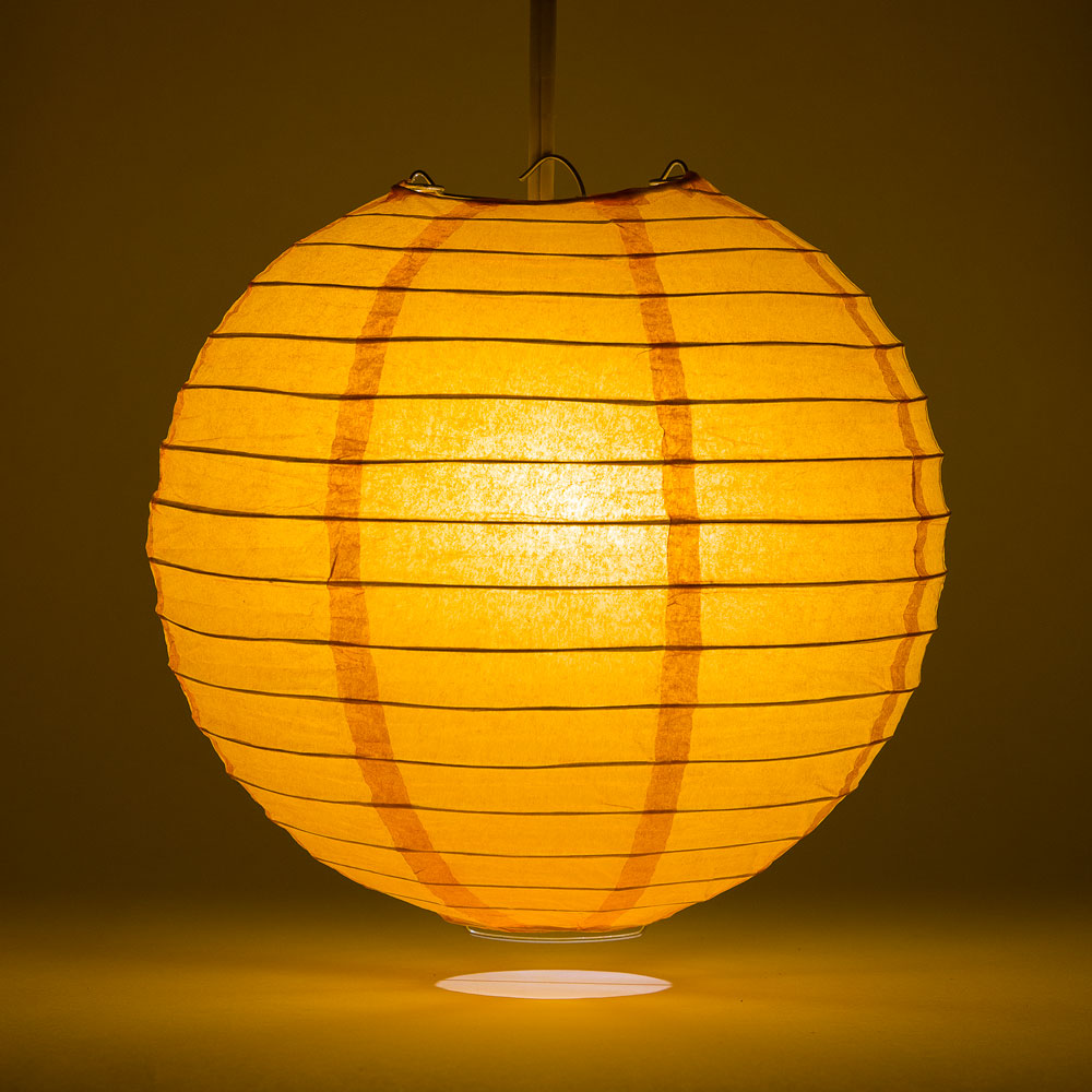 36 Orange Jumbo Round Paper Lanterns with Even Ribbing - Bulk Pack for Party Decorations, Wedding, Chinese New Year & Home Decoration