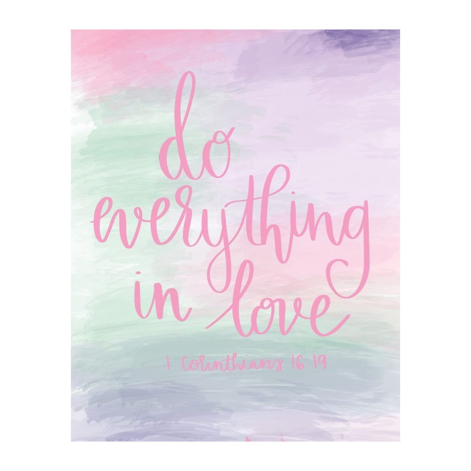 Inspirational Christian Bible Verse Wall Art - 'Do Everything in Love' Modern Abstract Watercolor Print for Home, Office & Church Decor - Unframed 8x10 - Perfect for Living Room, Bedroom & Spiritual Spaces