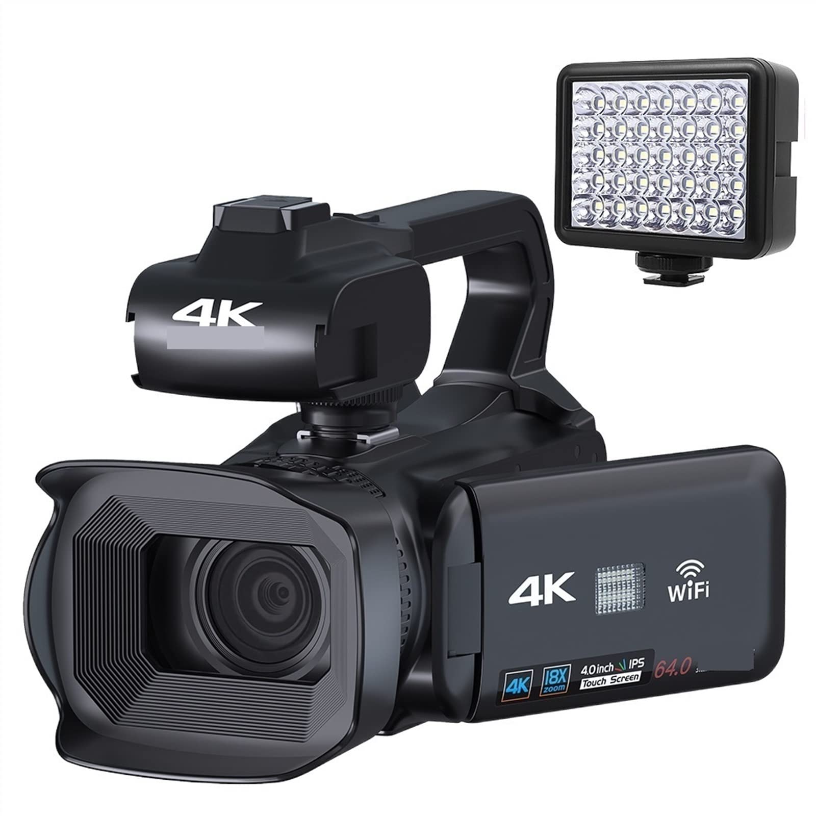 4K Professional Vlog Camcorder - 18X Zoom, 64MP, Auto Focus for YouTube & Streaming