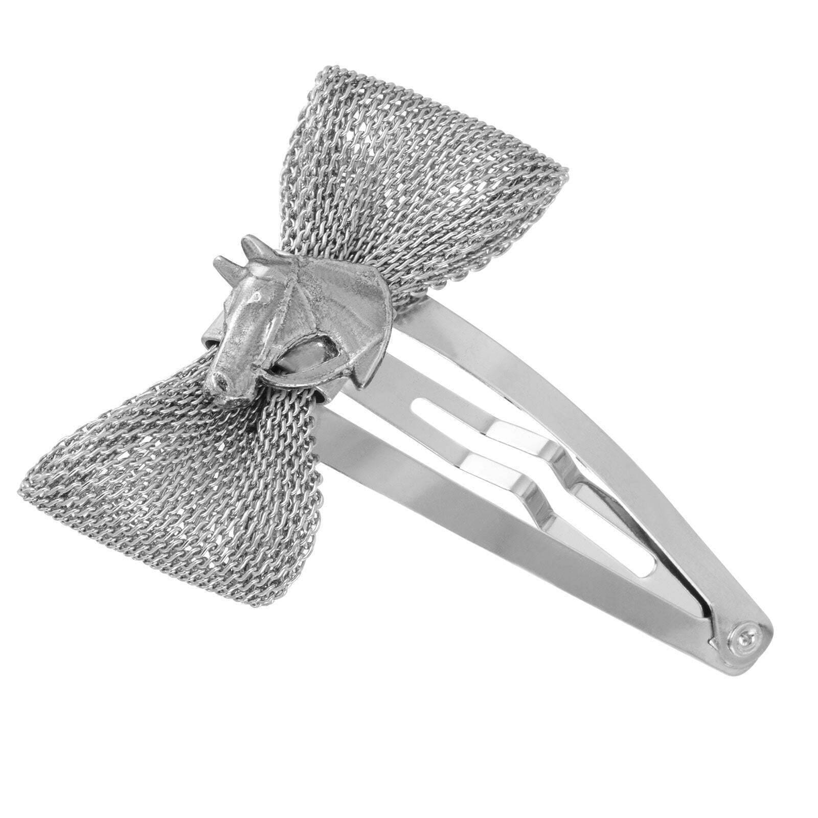 1928 Vintage Jewelry Mesh Bow Horse Head Snap Hair Clip for Women - Elegant Hair Accessory for Parties, Weddings & Everyday Wear
