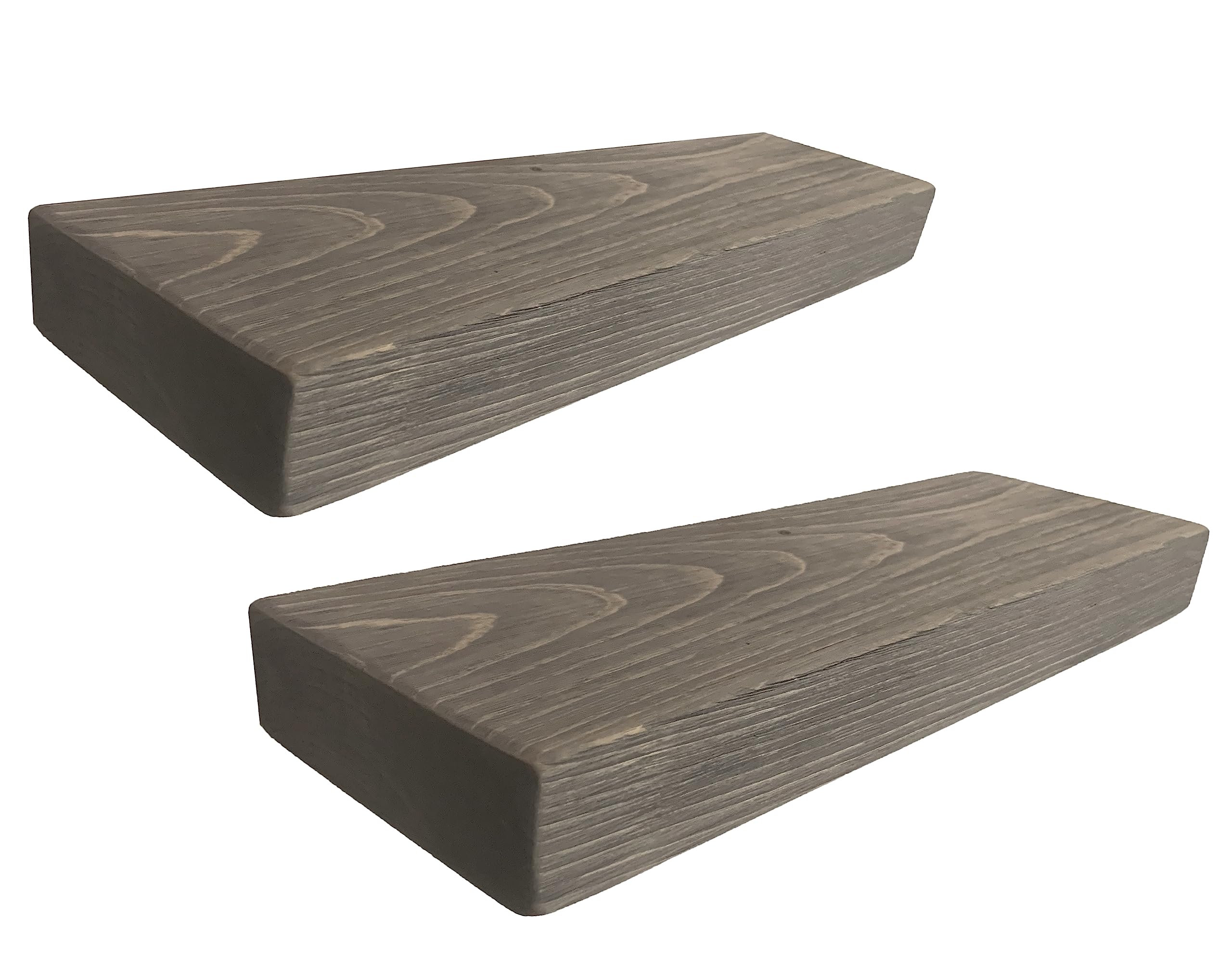 Joel's Antiques | Natural Wood Floating Shelves Set of 2 - 24 Inch Wide Rustic Wall Shelves for Bathroom, Kitchen & Living Room | Heavy Duty Easy Install Bookshelves | Perfect for Home Decor, Storage & Display
