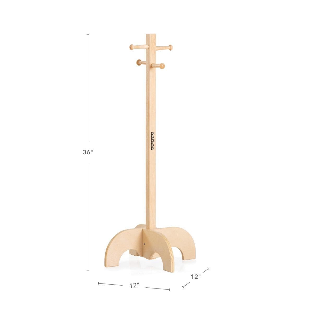 Kaplan Early Learning 36 Inch Wooden Clothes Tree with 4 Hooks - Kids Coat Rack for Hanging Children's Clothes, Costumes & Accessories - Perfect for Bedrooms, Playrooms & Daycare Centers
