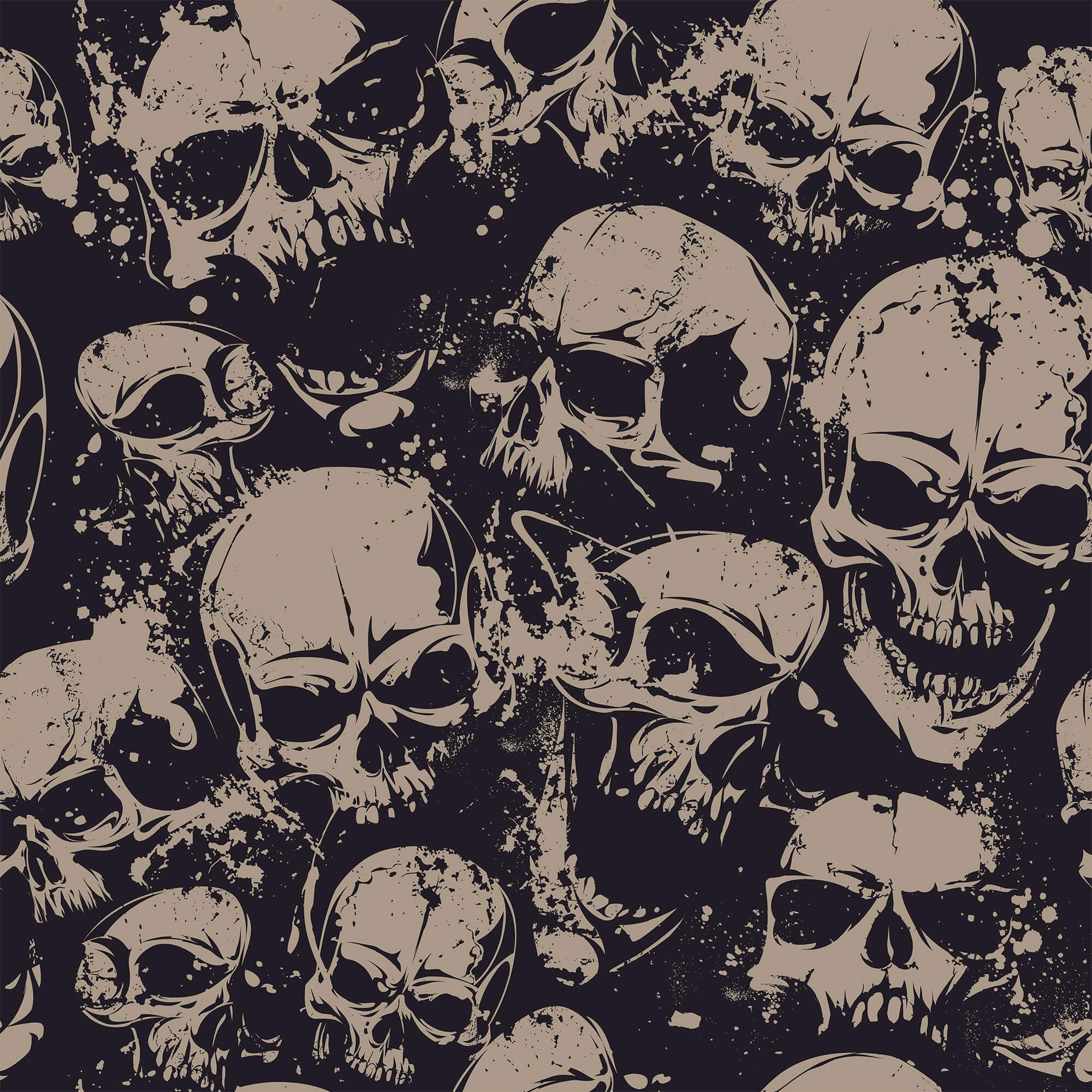 Black and Tan Skulls Peel and Stick Removable Wallpaper for Teens - Gothic Bedroom Decor, Dorm Room, Halloween Party Decoration