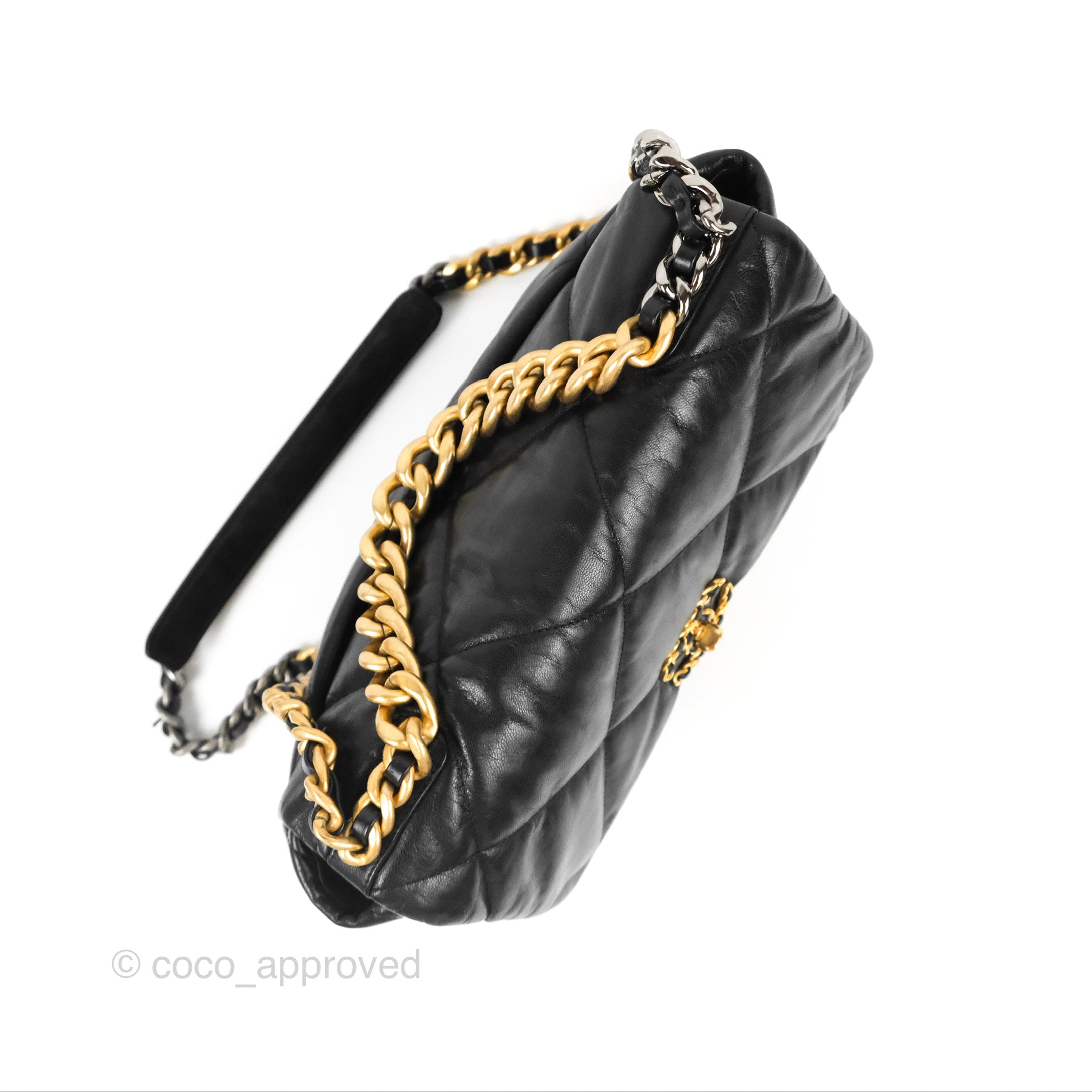 Chanel 19 Medium Flap Bag in Black Goatskin Leather with Mixed Hardware - Luxury Shoulder Bag for Women, Perfect for Work, Evening Events & Everyday Use
