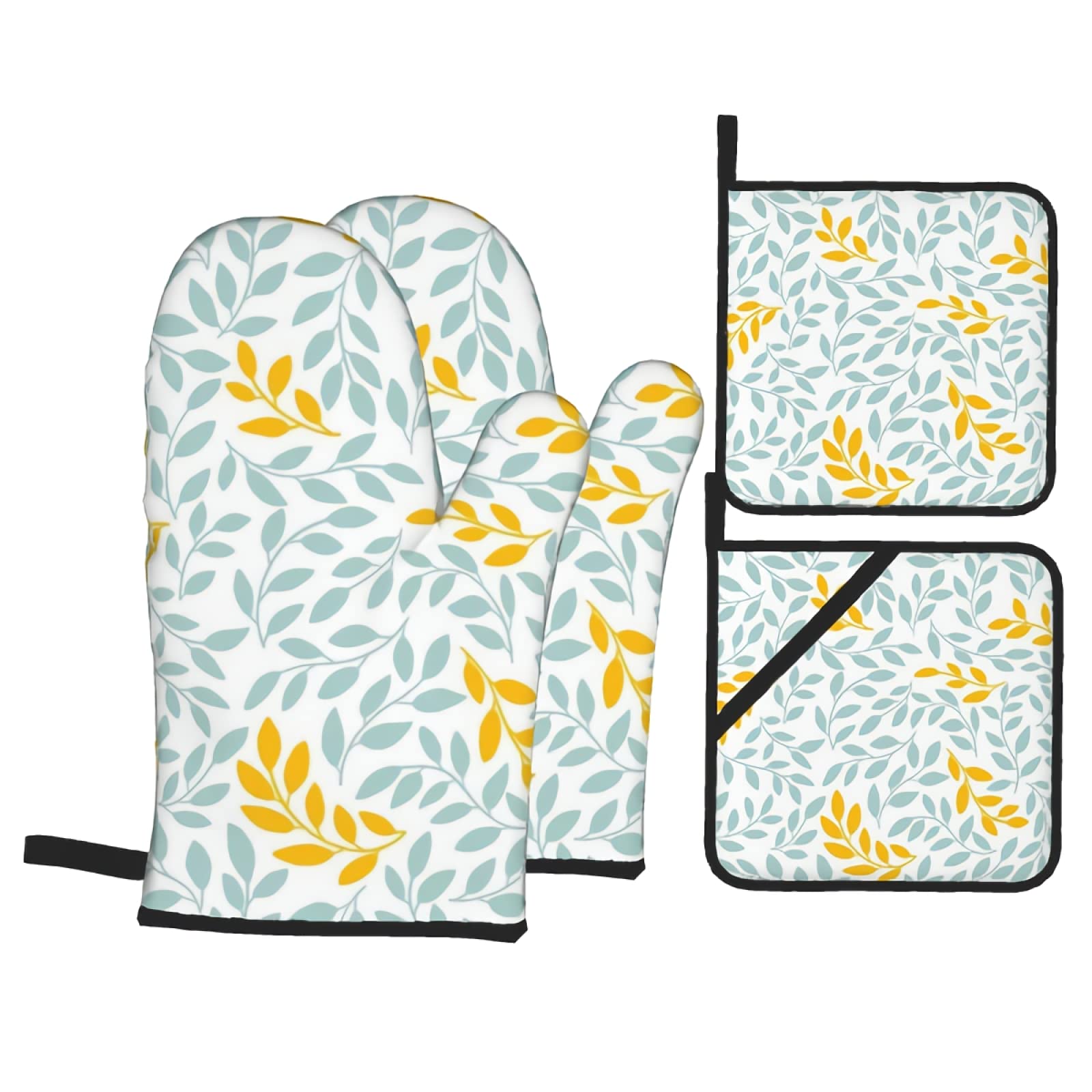 Autumn Leaf Oven Mitt and Pot Holder Set - Heat Resistant Non-Slip Kitchen Gloves with Cotton Lining for Cooking, Baking, BBQ & Grilling | Perfect for Thanksgiving, Fall Decor & Holiday Kitchen Safety