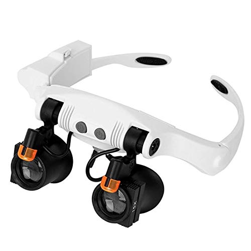 LED Magnifying Glasses with Double Lens - 5X & 10X Magnification for Watch Repair, Jewelry Making & Electronics Work - Hands-Free Illuminated Eyewear for Precision Tasks