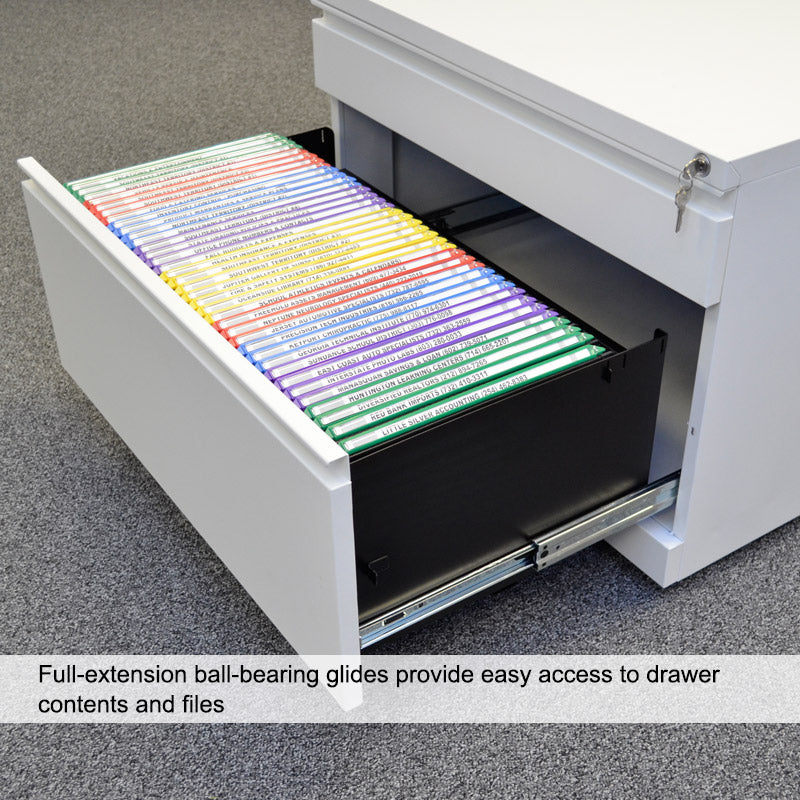 TRIO Low Profile Mobile Lateral File Cabinet - 3-Drawer Rolling Storage for Office, Home, or Classroom Organization