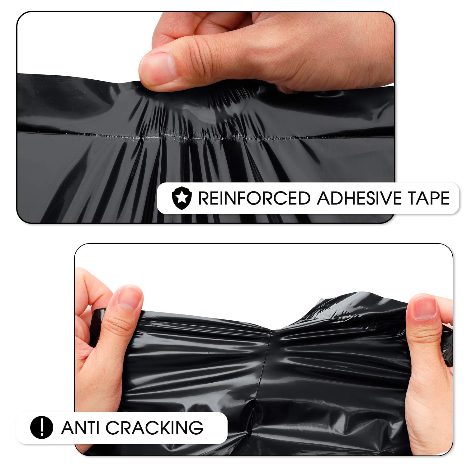 Metronic 12x15.5 Inch Poly Mailers - 100 Pack Waterproof Self-Adhesive Shipping Envelopes | Tear-Proof Postal Bags for Ecommerce, Clothing & Small Business Shipping (Black)