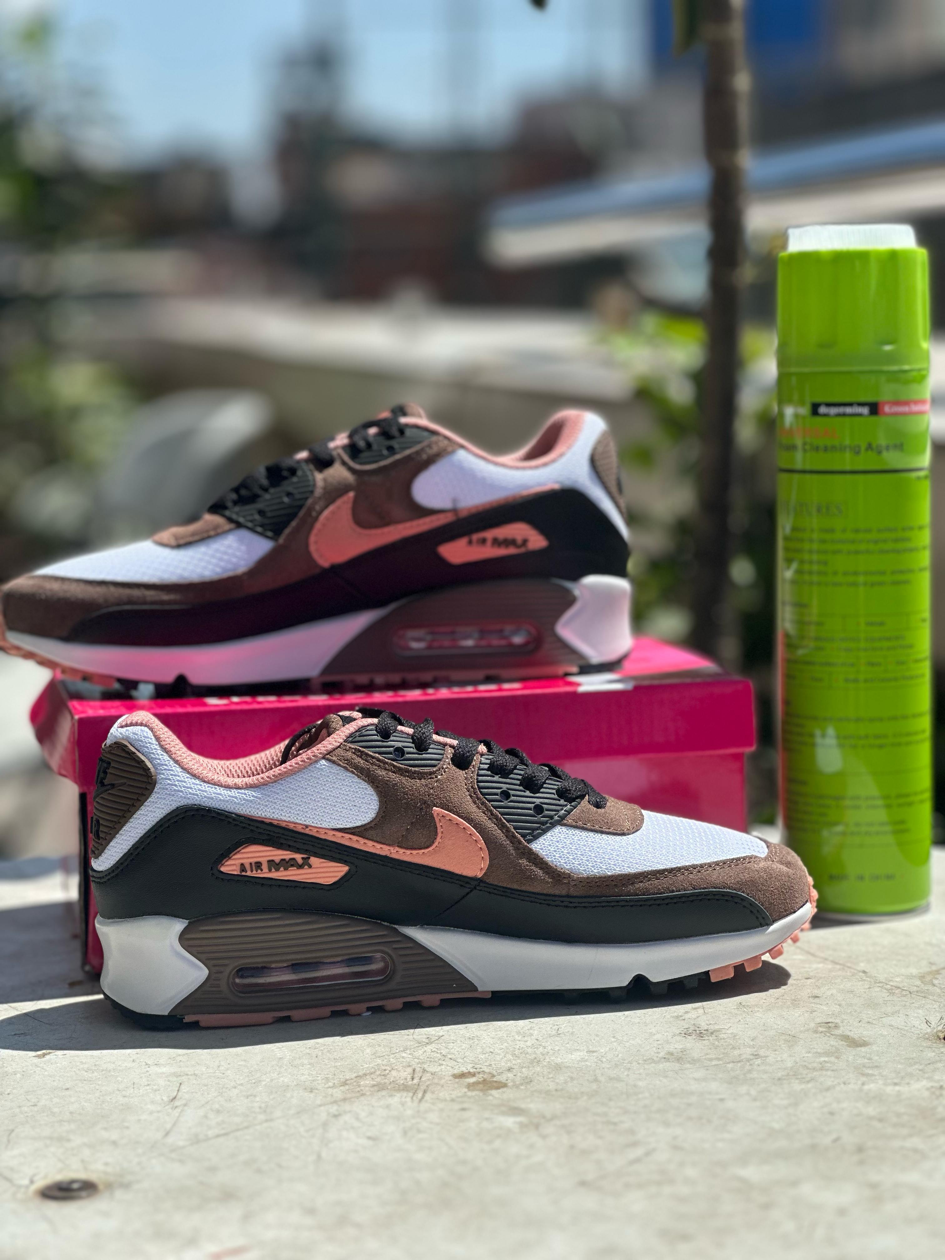 Nike Air Max 90 Sneakers - Brown, Pink & White Colorway | Men's/Women's Running Shoes for Casual Wear, Gym & Street Style