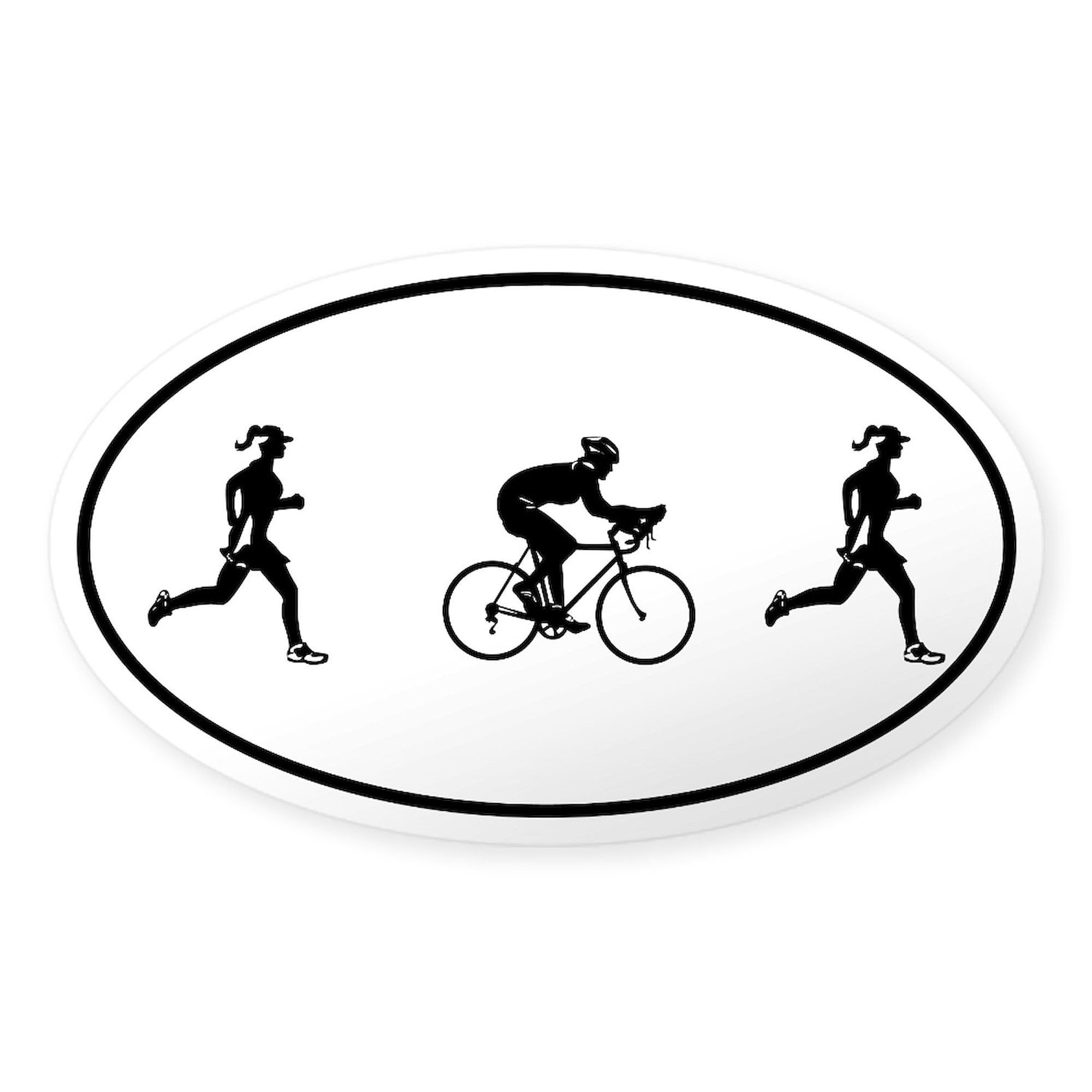 Women's Duathlon Oval Sticker - Waterproof Vinyl Decal for Cars, Laptops & Windows - Perfect for Athletes, Runners & Cycling Enthusiasts
