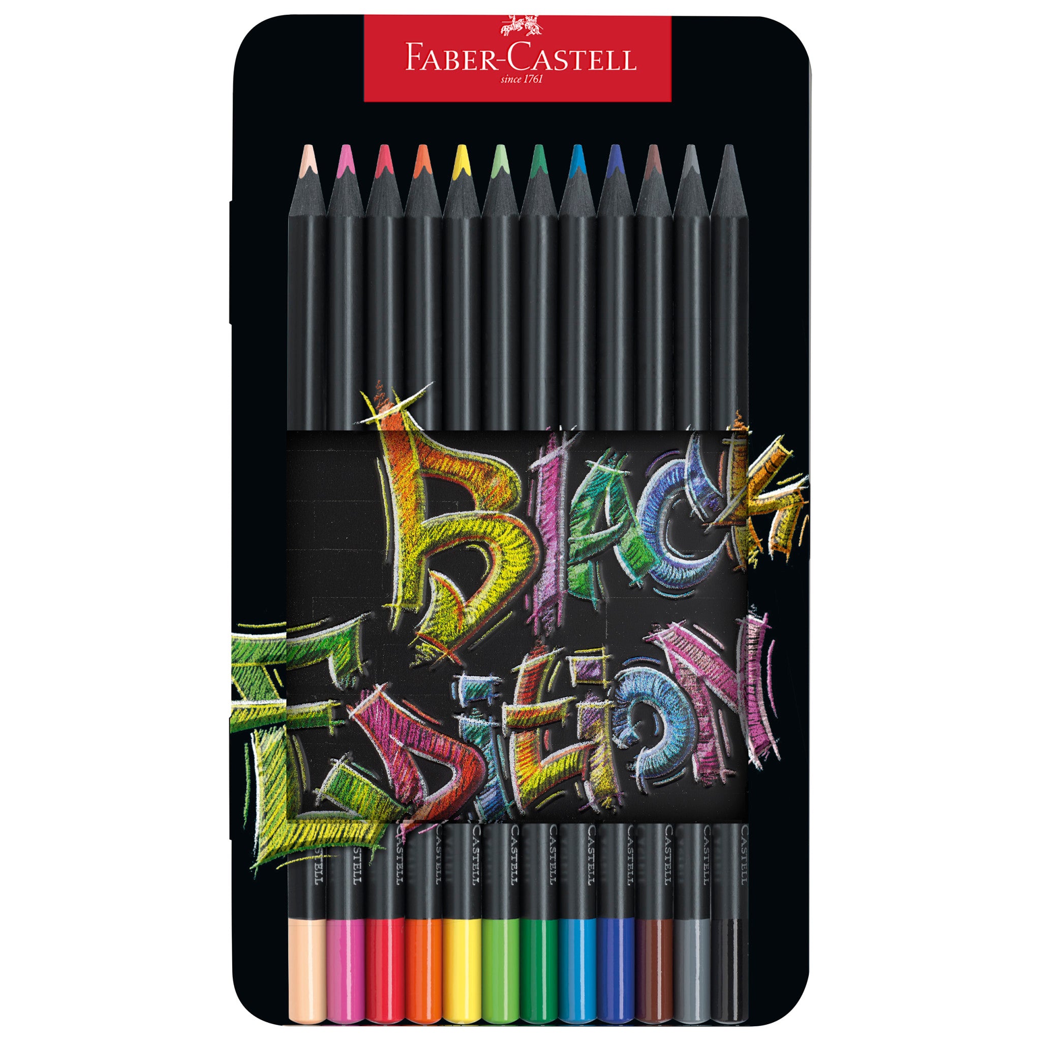 Premium Black Edition Colored Pencils - Set of 12 Vibrant Artist Pencils in Metal Tin #116413 - Perfect for Sketching, Coloring Books & Professional Art Projects