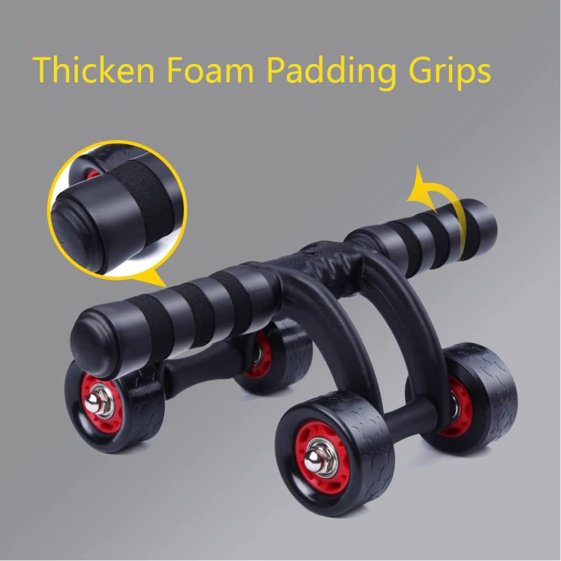Obelunrp 4-Wheel Ab Roller for Core Workouts - Abdominal Exercise Wheel for Men & Women - Home Gym Equipment for Abs Training - Perfect for Home, Office & Fitness Enthusiasts