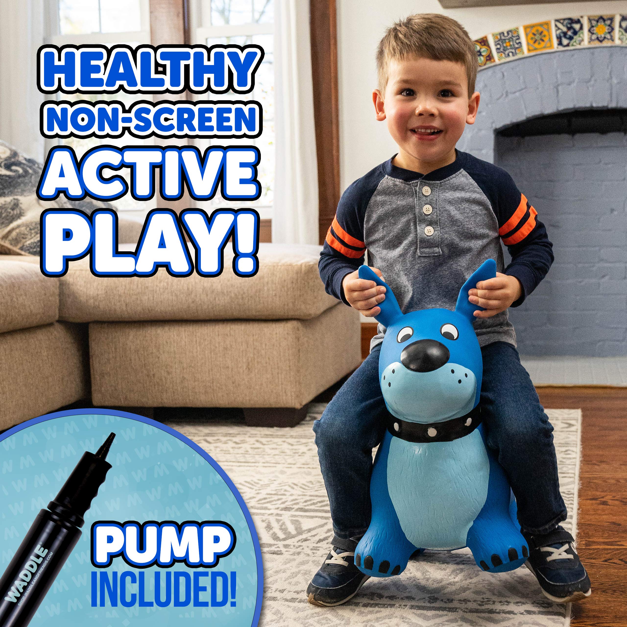 Inflatable Bouncy Animal Hopper - Fun Hopping Ride-On Toy for Kids Ages 2+ | Indoor & Outdoor Play | Includes Air Pump | Perfect for Birthday Gifts, Backyard Fun & Preschool Activities