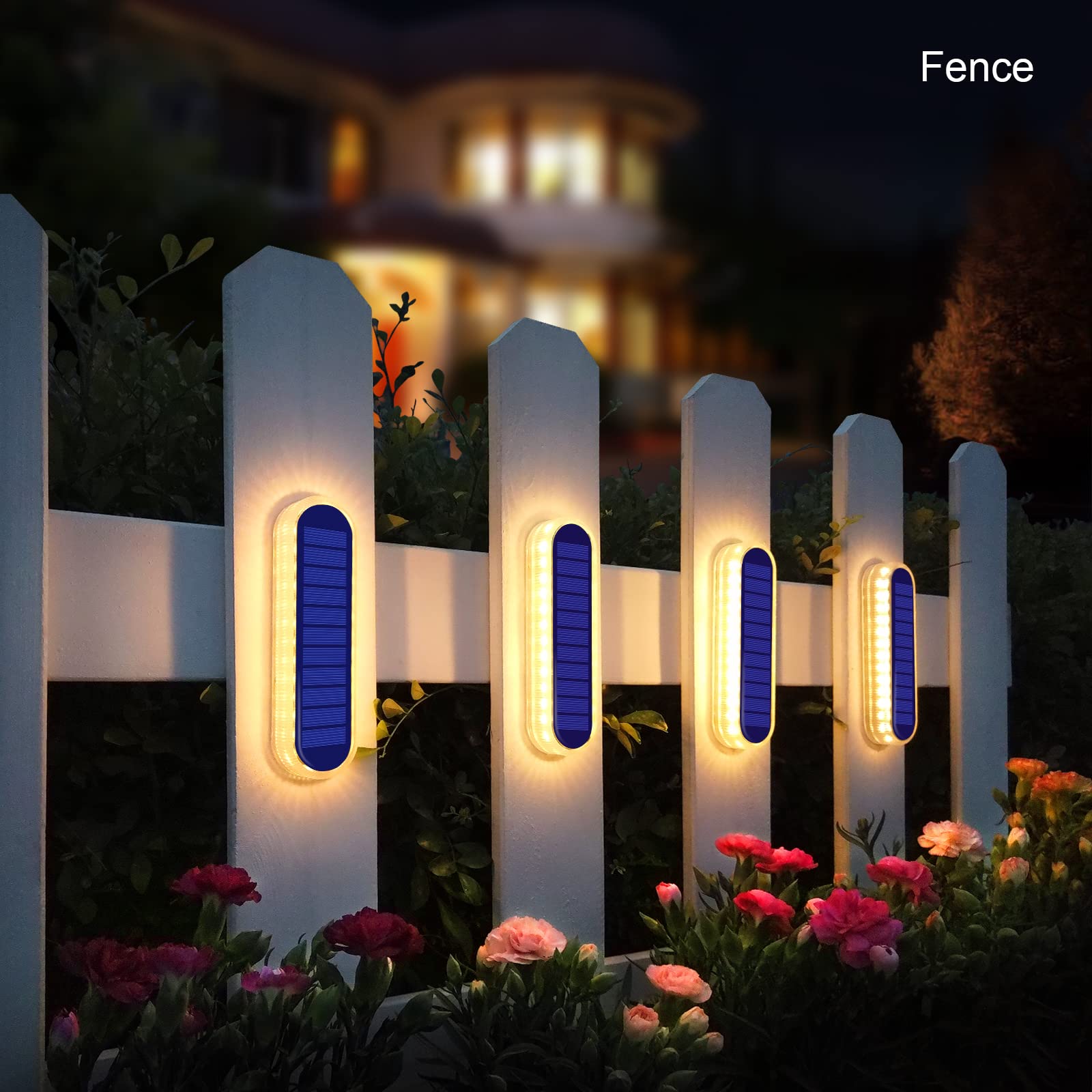 Solar Powered Outdoor Step Lights - Waterproof LED Stair Lights for Mailbox, Gutter, Pool, Lanai, Patio & Deck (4 Pack) | Warm White Solar Lighting for Home & Garden Decor