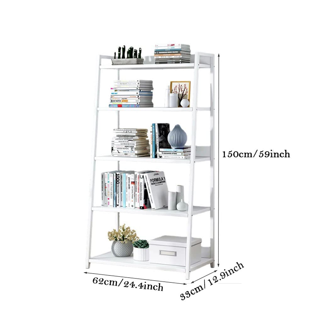 SYALEO 5-Tier Industrial Ladder Shelf, Heavy Duty Steel Storage Rack, Trapezoidal Plant Stand Organizer for Living Room, Garage & Office Organization