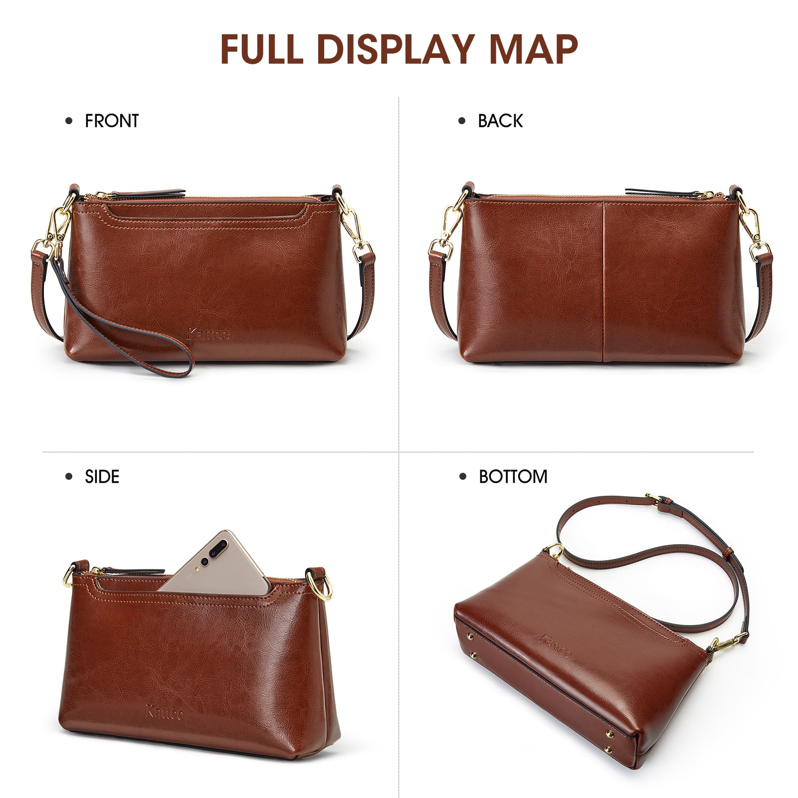 Stylish Kattee Leather Crossbody Bags for Women - Trendy Small Shoulder Purse with 2 Adjustable Straps & Wristlet Wallet | Perfect for Everyday Use, Travel & Date Nights